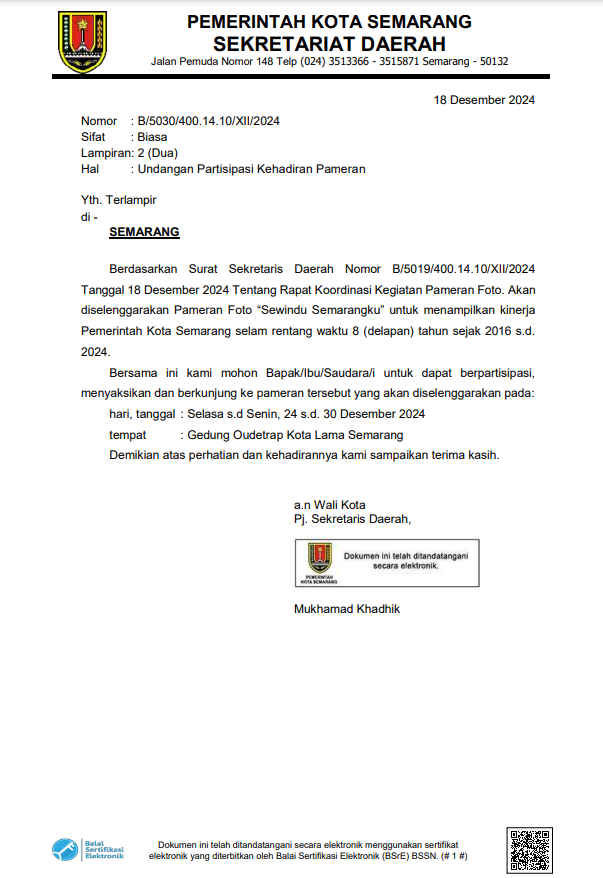 Undangan Partisipasi Kehadiran Pameran